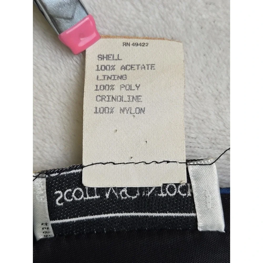 Vtg 80s Scott McClintock Blue‎ Satin Black Velvet Skirt Size 6 Prom Whimsygoth